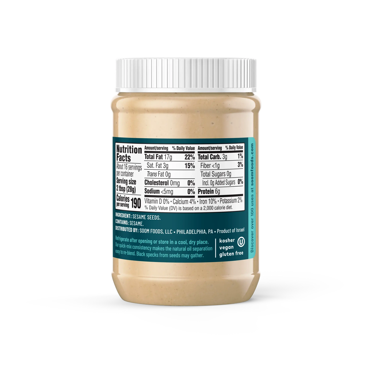 Soom Premium Tahini - 16oz Pantry Soom Foods 