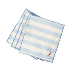 Torres Novas Striped Cocktail Napkins — Set of 4 Soft Goods Torres Novas Blue with Seagull 