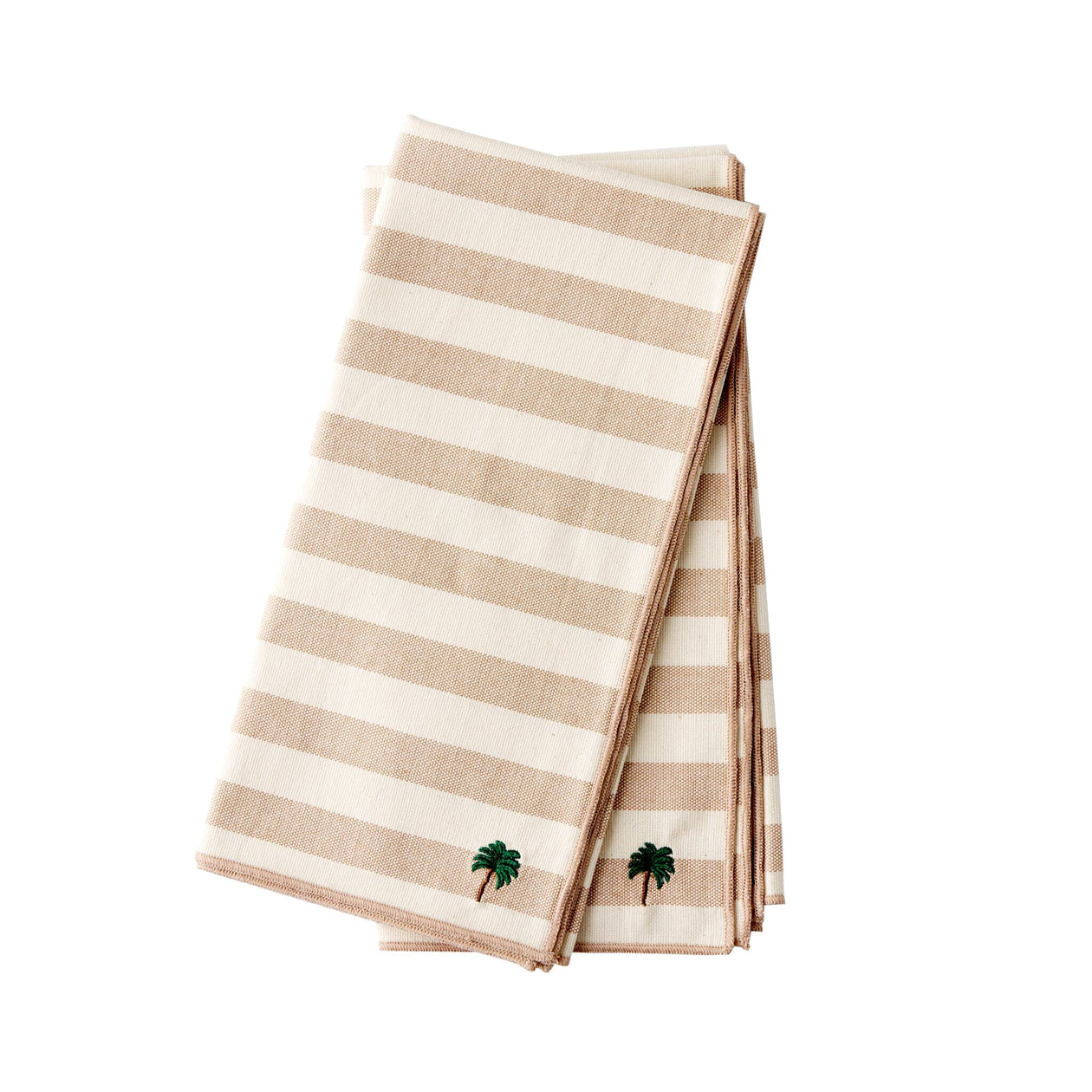 Torres Novas Striped Dinner Napkins — Set of 2 Soft Goods Torres Novas Beige with Palm Tree 