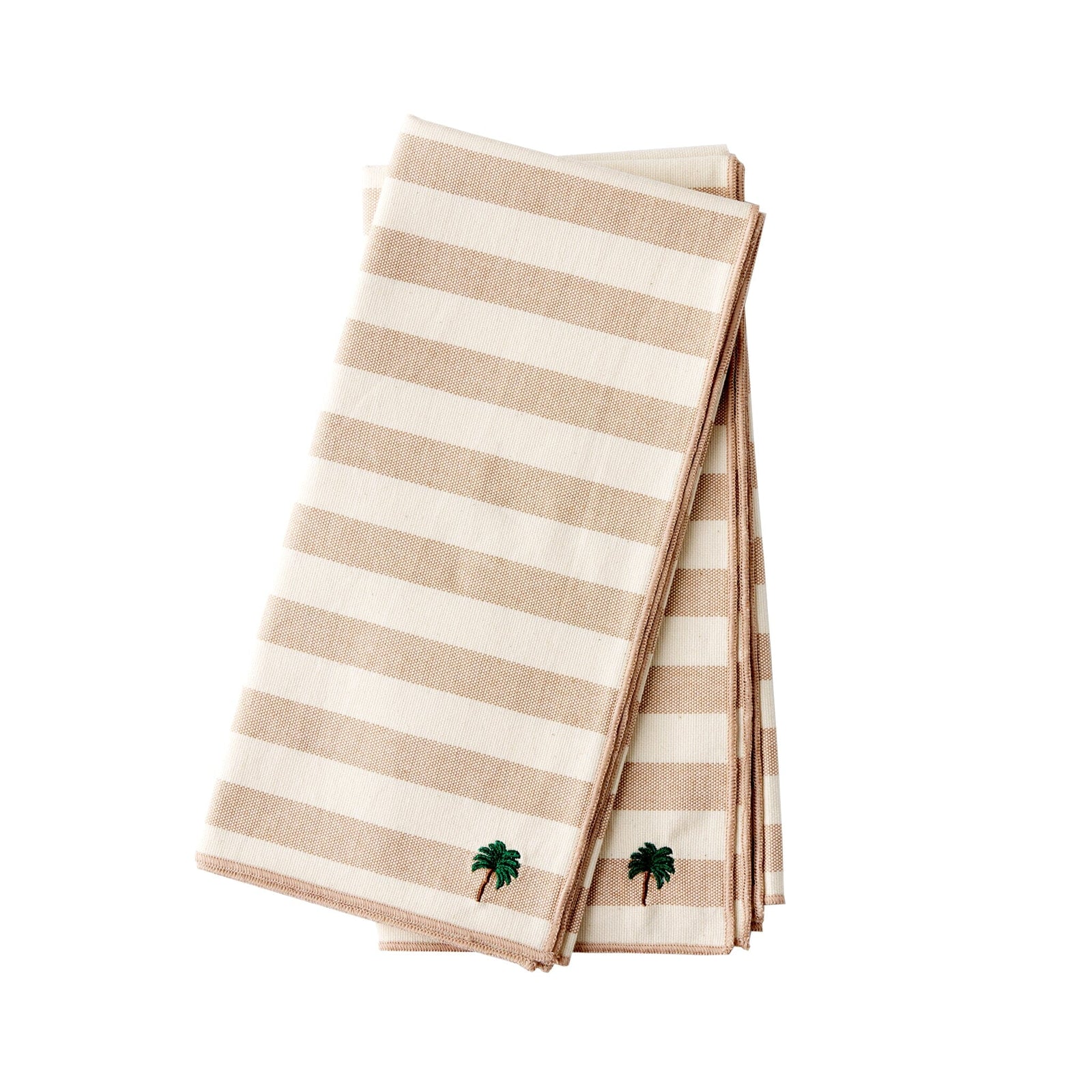 Torres Novas Striped Dinner Napkins — Set of 2 Soft Goods Torres Novas Beige with Palm Tree 