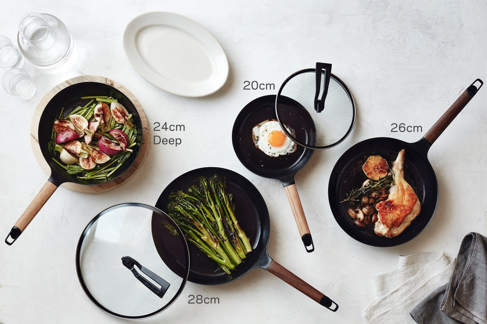 Vermicular Frying Pan + Glass Lid Bundle | 26cm Cookware Vermicular 