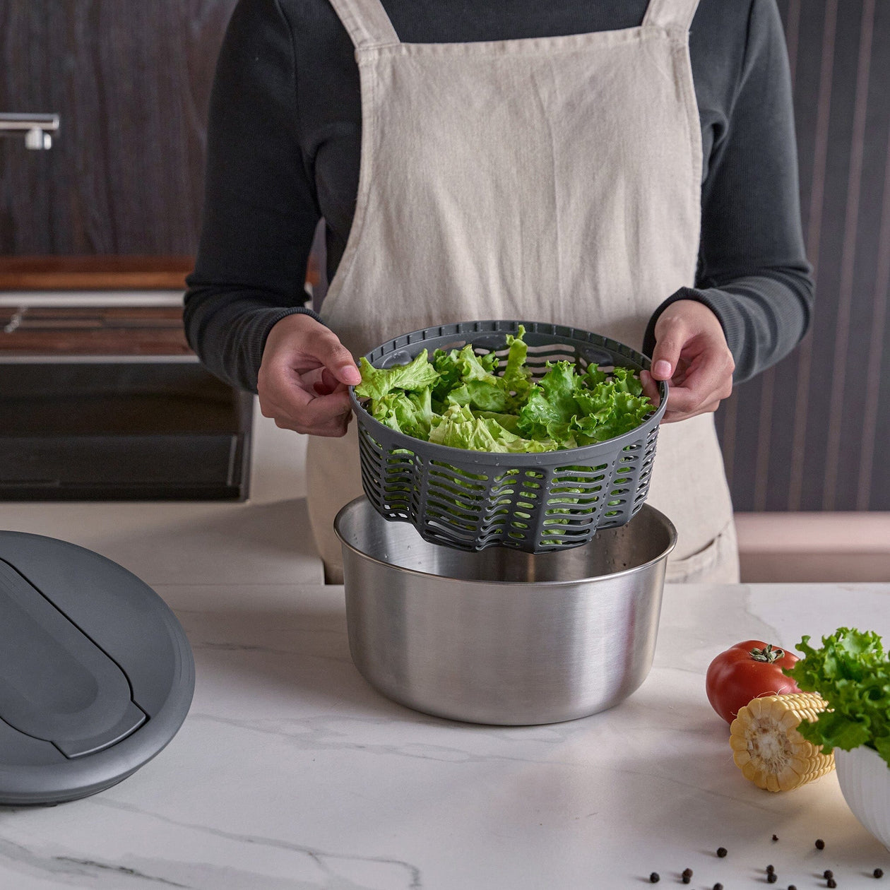 Zyliss Swift Dry Salad Spinner Stainless Steel Salad Spinner Zyliss Kitchen 