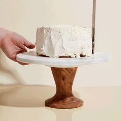 Be Home White Marble & Acacia Rotating Cake Stand Equipment Be Home 