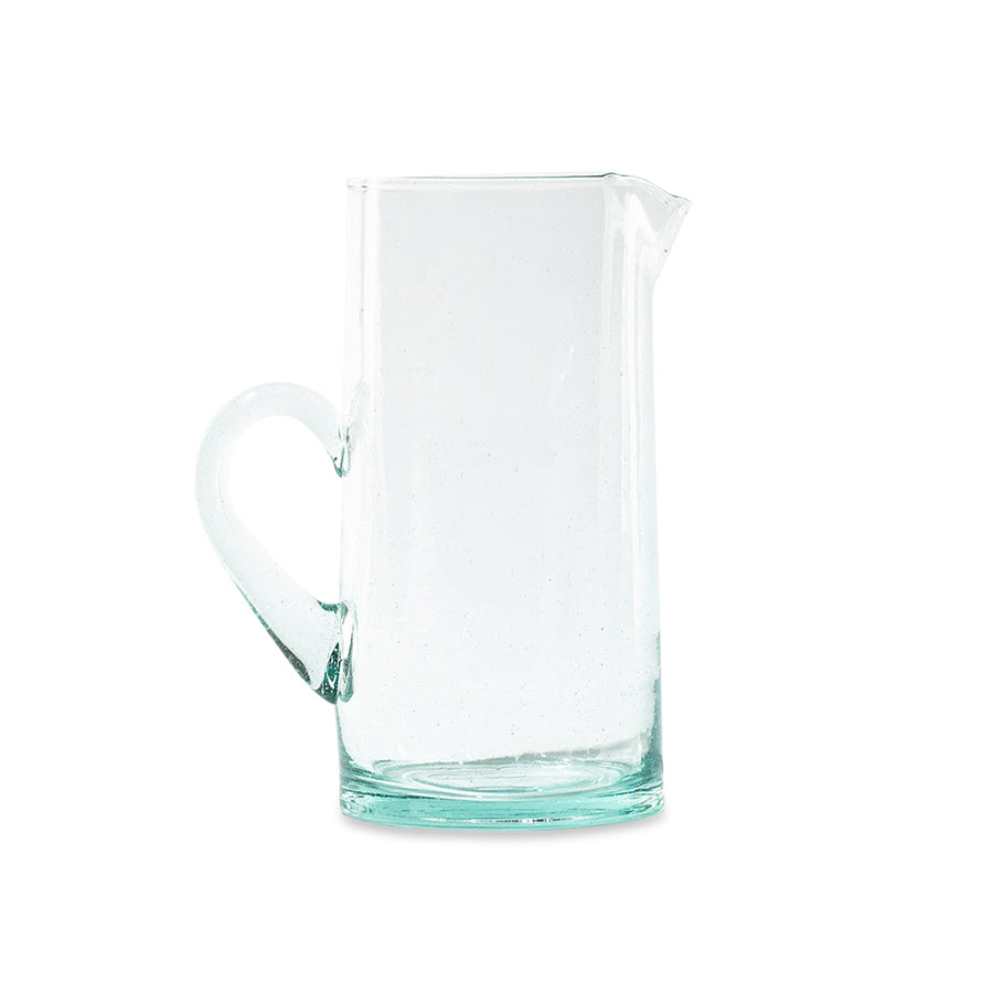 UNICEF Market  Handblown Small Recycled Glass Pitchers (Pair) - Clear Seas