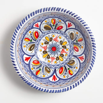 De La Cal Ceramics 11-inch Multicolor Serving Bowl