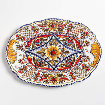De La Cal Ceramics Multicolor Traditional Large Oval Platter