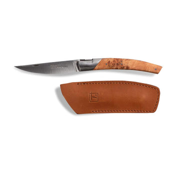 Goyon Juniper Wood Le Thiers Pirou Folding knife with Leather Pouch and Box