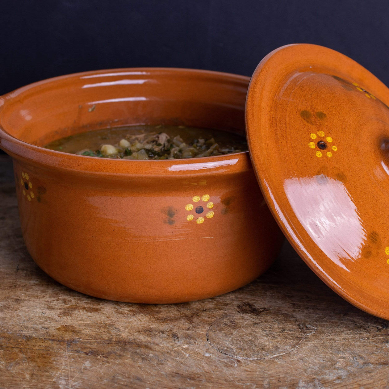 Mexican Terra Cotta Medium Lidded Cazuela Pot Equipment Ancient Cookware 