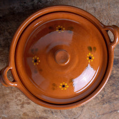 Mexican Terra Cotta Medium Lidded Cazuela Pot Equipment Ancient Cookware 