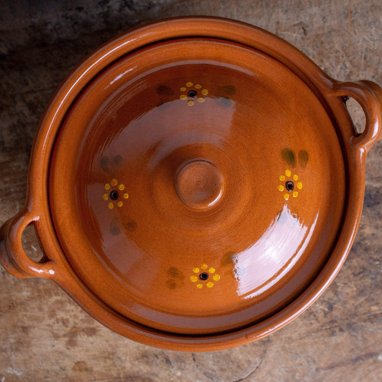 Mexican Terra Cotta Medium Lidded Cazuela Pot Equipment Ancient Cookware 