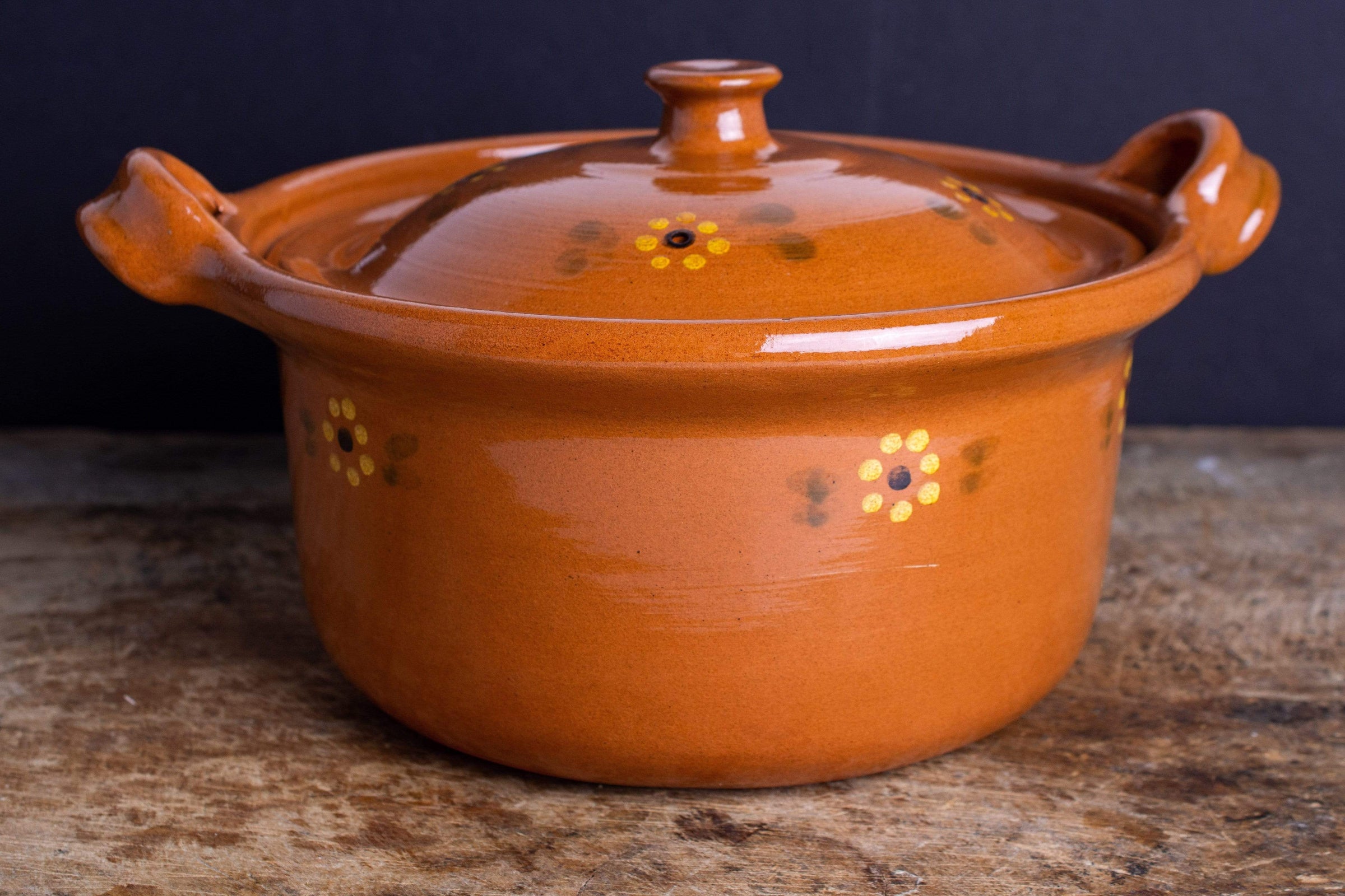 Mexican Terra Cotta Medium Lidded Cazuela Pot Equipment Ancient Cookware 