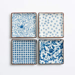 Miya Company Blue and White 5-inch Square Plate Set Housewares Miya Company 