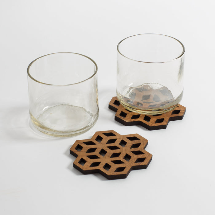Paguro Cubix Upcycled Teak Wood Coasters - Set of 4 Paguro Upcycle 