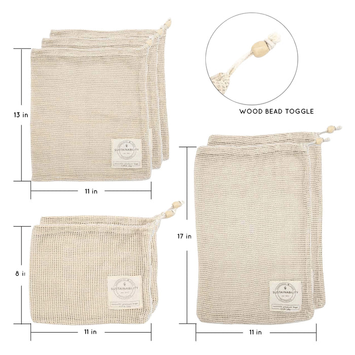 SandStone and Sage Organic Cotton Produce Bags – 7-Piece Set Equipment SandStone and Sage 