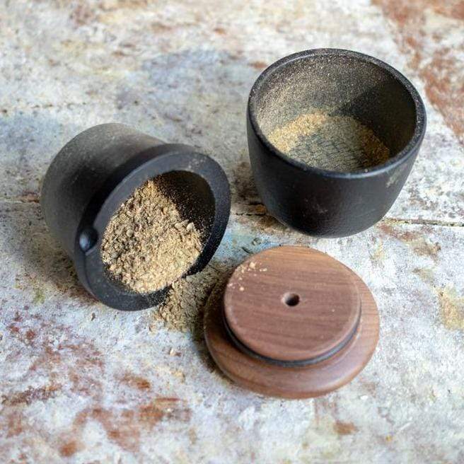 I found this small cast-iron spice mill on a German website a couple of years ago and find that it is perfect for small grinding jobs — spices, not garlic or herbs.