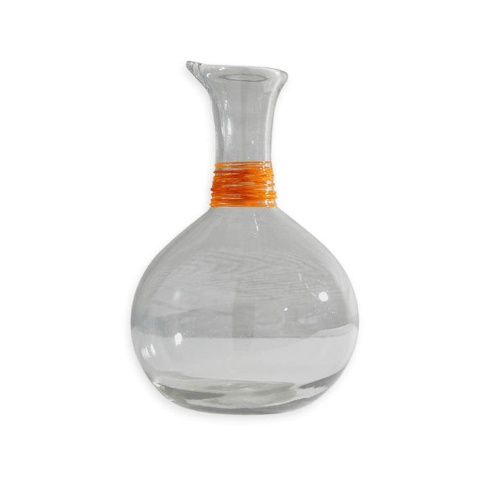 Hand Blown Clear Glass Carafe Small Handled Bottle 8 tall