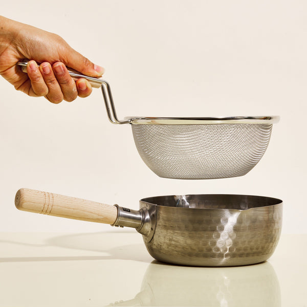 Wahei Freiz Saisyokuan Stainless Steel Pot and Sieve Set | Milk Street ...