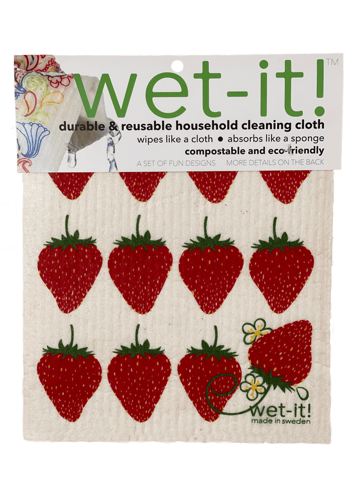 Wet-It Dishcloths Housewares My Swedish Treasures Set of 3 - Fruit Mix Strawberry Cherry & Lemon 